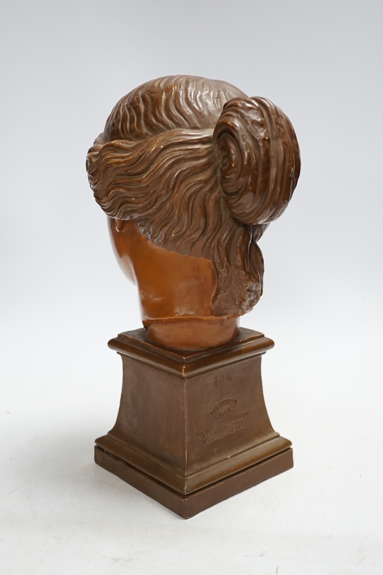 A Goldscheider terracotta bust of the Venus de Milo, 29cm high